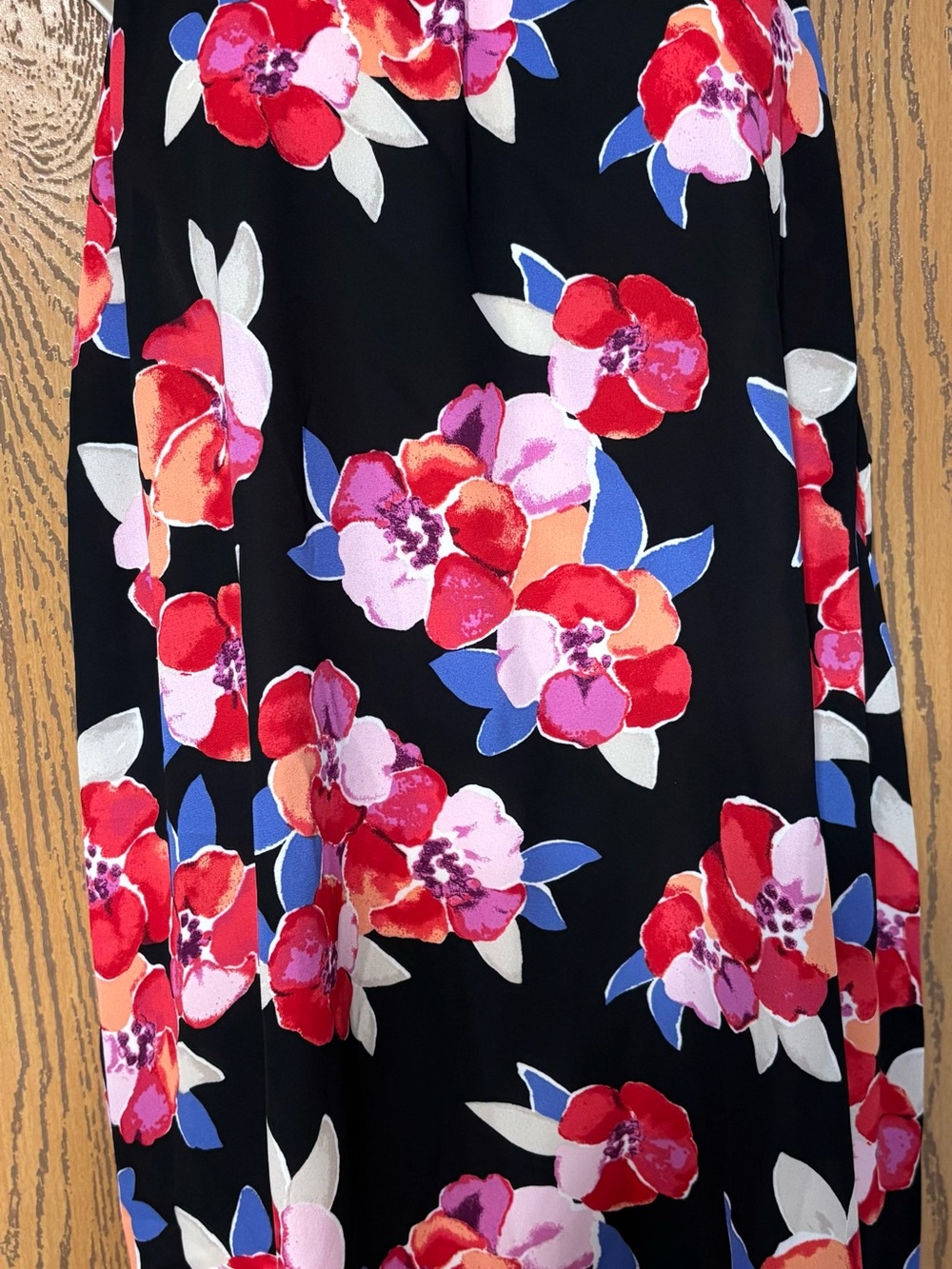 Maurices Black Tank Top with Red, Pink & Blue Floral Print